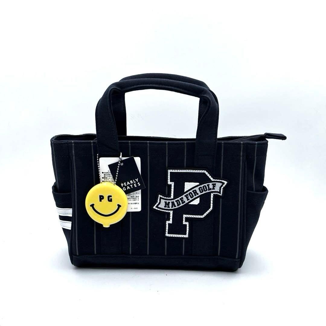 未使用品　パーリーゲイツ　カートバッグ　ネイビー　ストライプ　スマイルチャーム