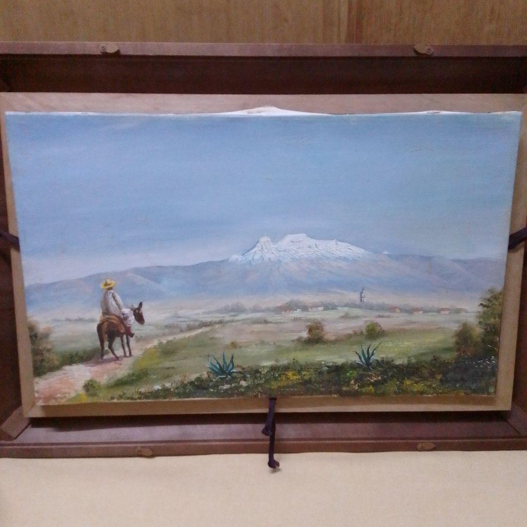 風景画 雪山と馬に乗った人物 メキシコで購入したもの