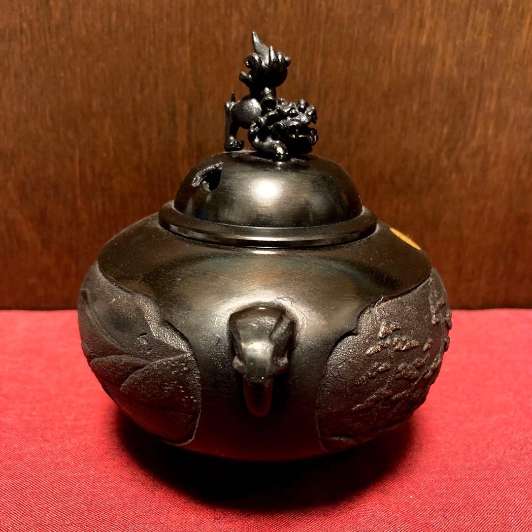 【02505】 高岡銅器 能作吉秀 鉄鉢型山水香炉 竹中銅器謹製