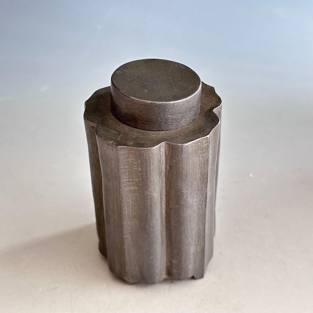 煎茶道具　唐物　点同　古錫　輪花形　茶心壷　茶入　仕服　古作　骨董　古玩