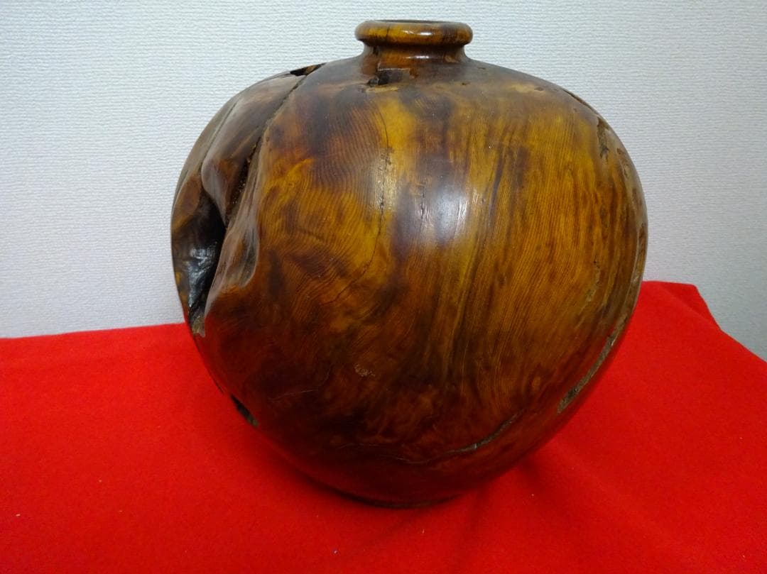 稀少　屋久杉　銘木　壺　花器　泡瘤　虎杢　泡杢　伝統工芸　美術品　骨董　世界遺産