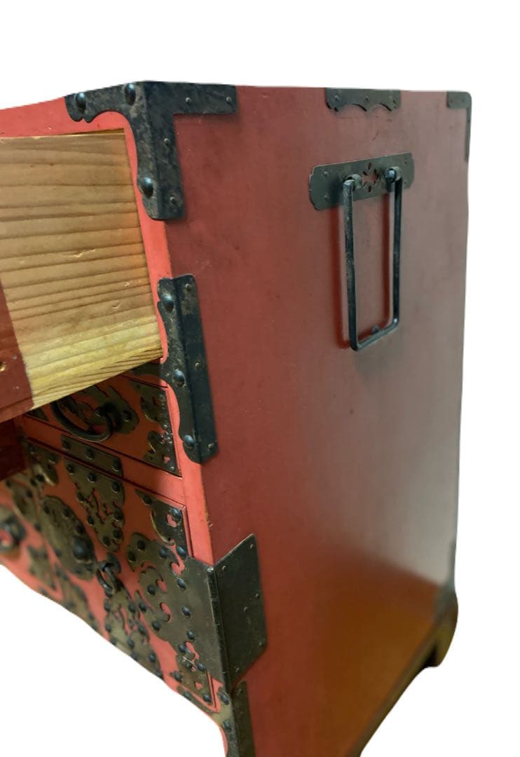 アンティーク和箪笥　朱色　赤家具