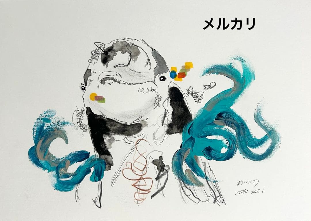 作家様　イルカ　原画　水彩画　アクリル　絵画　手描き イラスト