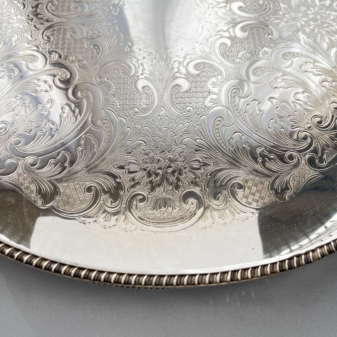 【英国】 透かしのギャラリートレー 41cm　 クロウフット 大盤！！