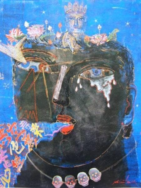 絹谷幸二、金風蓮華、希少画集画、新品額付