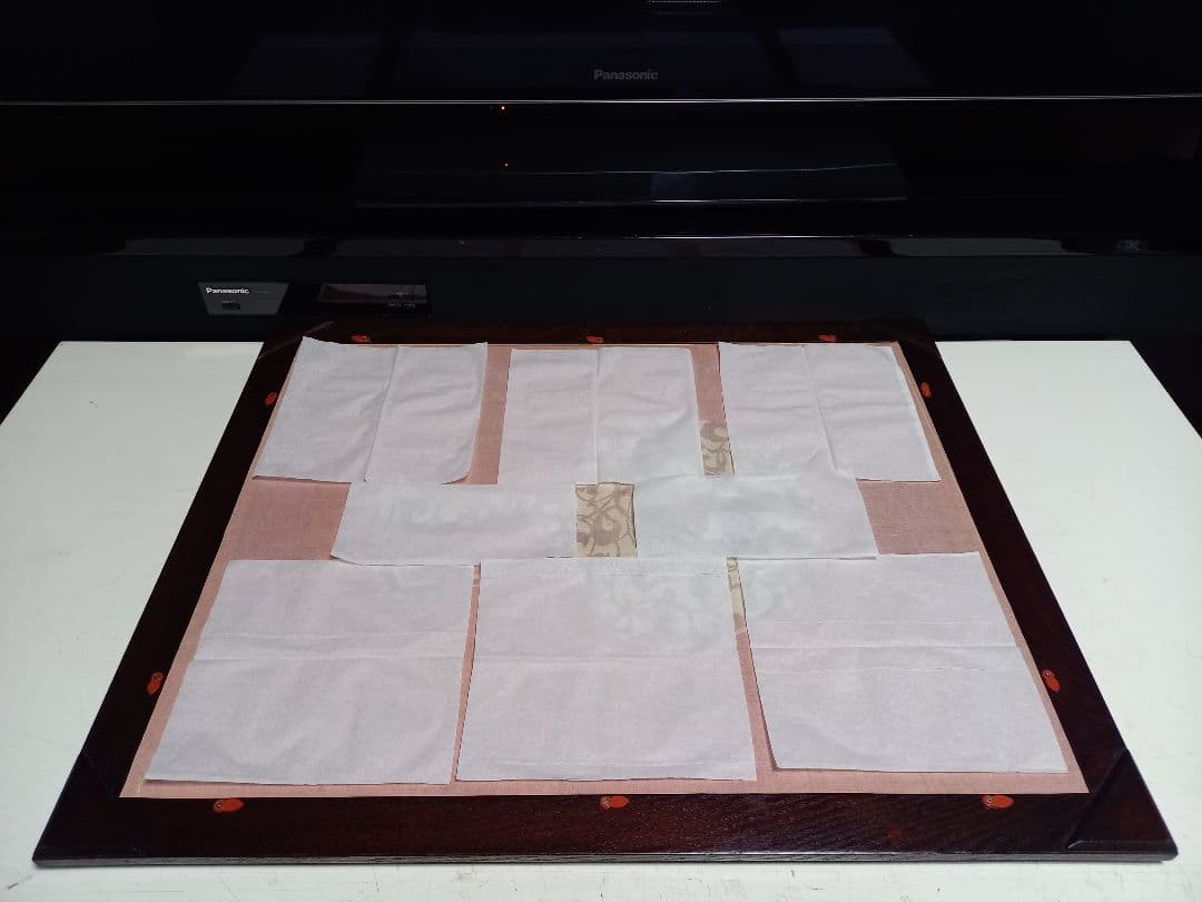 希少　型絵染　狩り文様　壺　作家　吉沢啓　欅　額装飾　作品