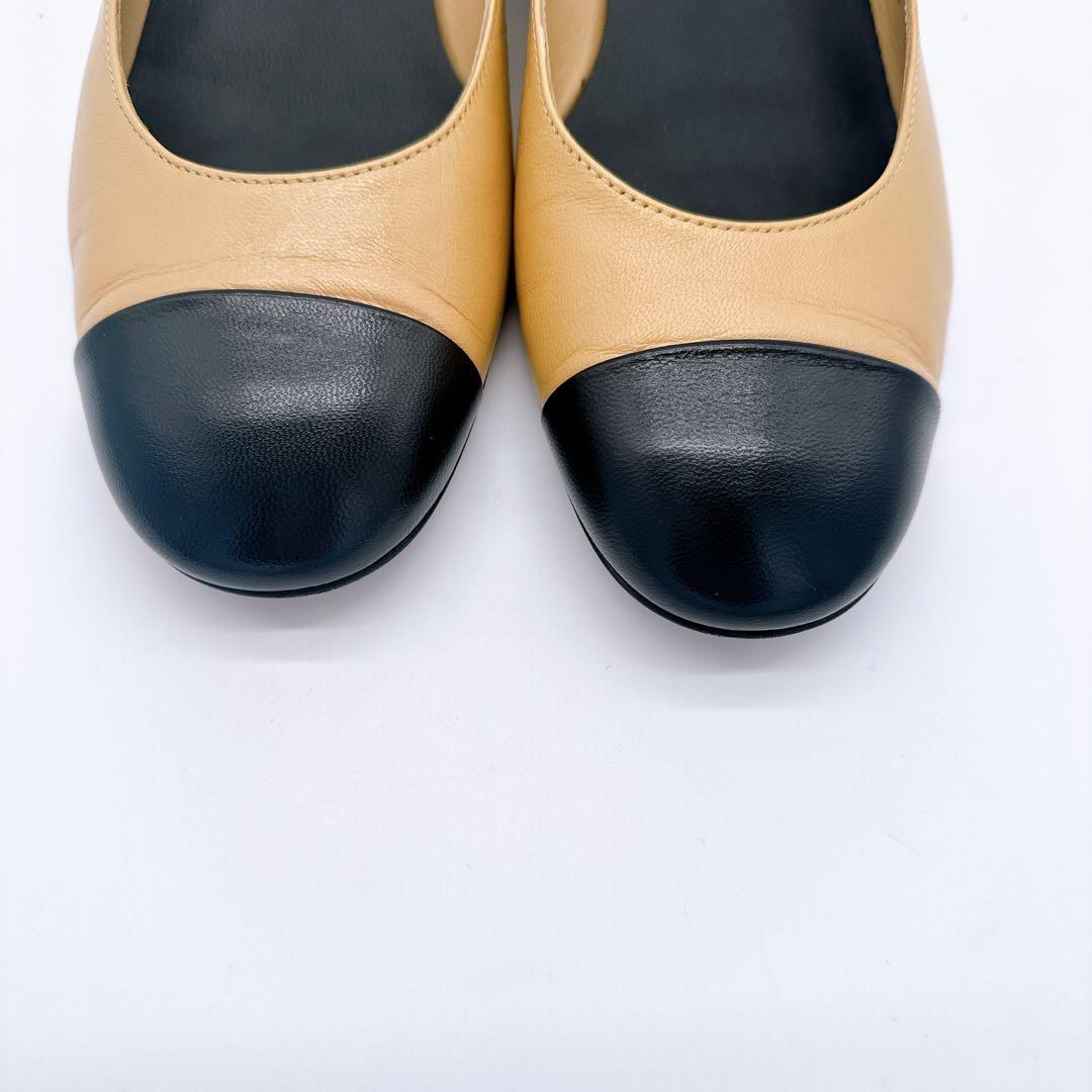 CHANEL シャネルバレエシューズ 38ベージュ/ブラック ココマーク