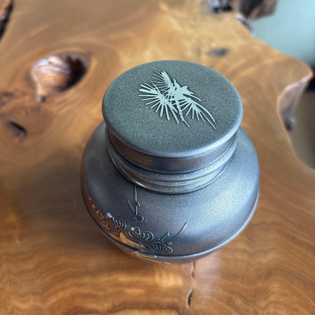 薩摩錫器 登六作 茶入 茶道具 共箱