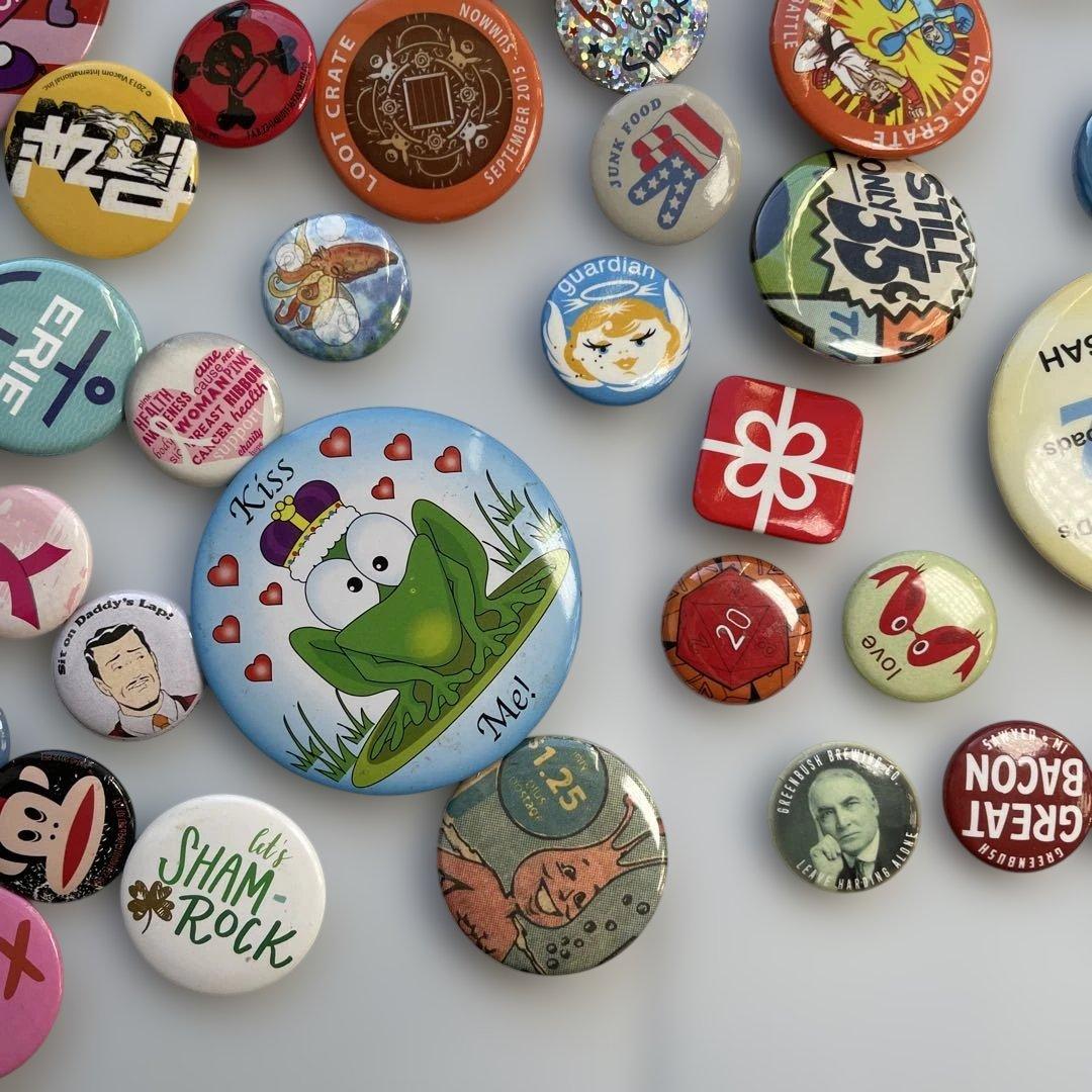 【83個セット】 アメリカ 缶バッジ まとめ ビンテージ アメリカ雑貨