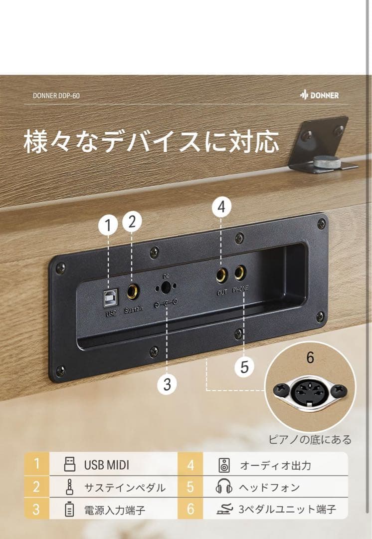 【直接お渡し】Donner 電子ピアノ 88鍵盤 MIDI 木製 オーク調