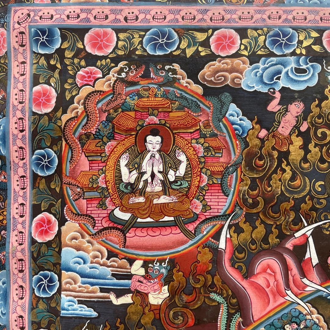 マンダラ絵 伝統的なアジア風 金色フレーム