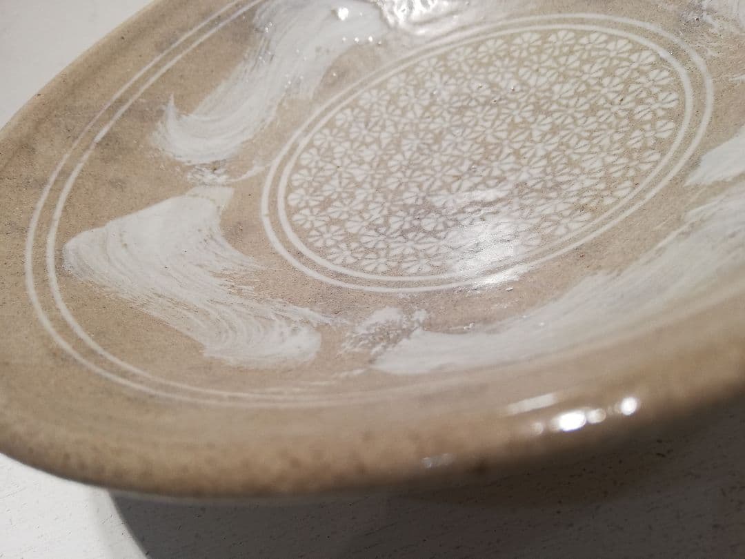 M◇BF東名セール 共箱　薄田浩司　益子焼　刷毛目象嵌鉢