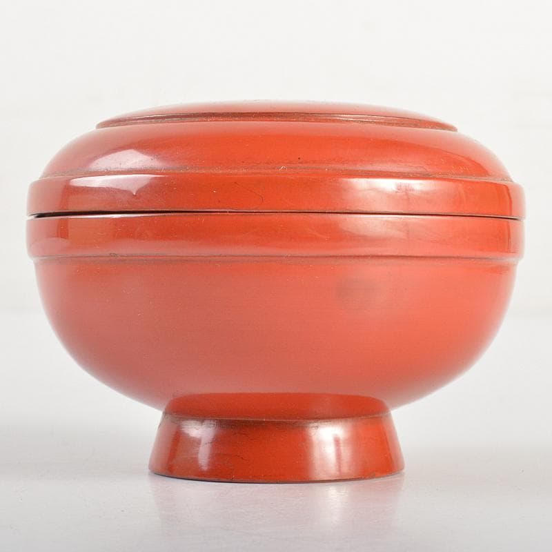 古民具　根来塗　朱塗　薬器　仕覆付　M　R7440