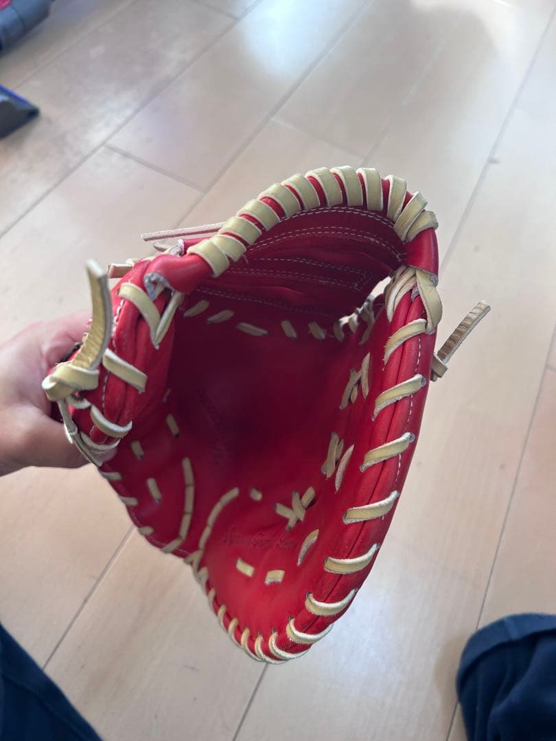 ZETT 赤 軟式グローブ レザー製
