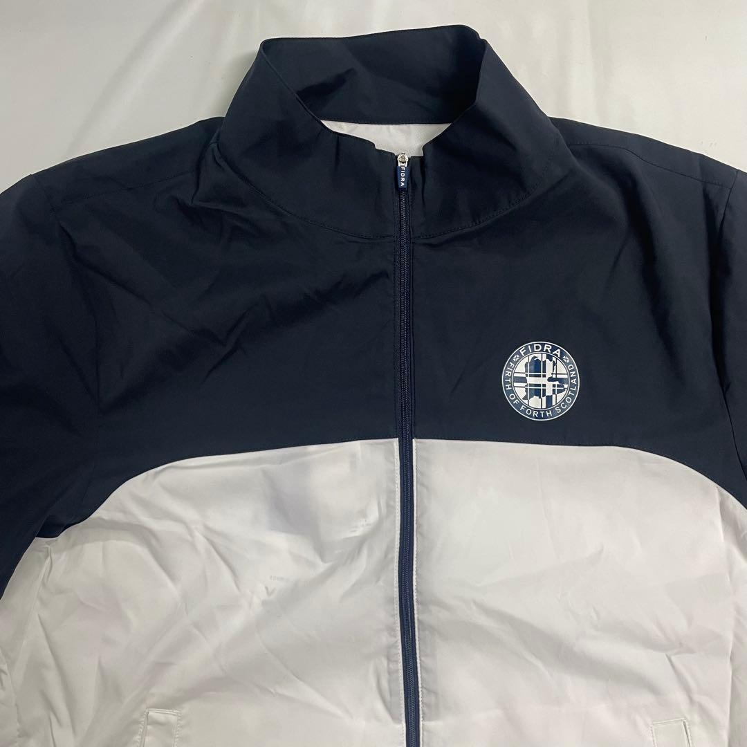 FIDRA ゴルフウェア ストレッチ ブロッキングジャケット XL 白×紺②