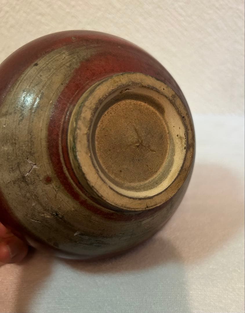 時代　紅釉小壺　辰砂釉