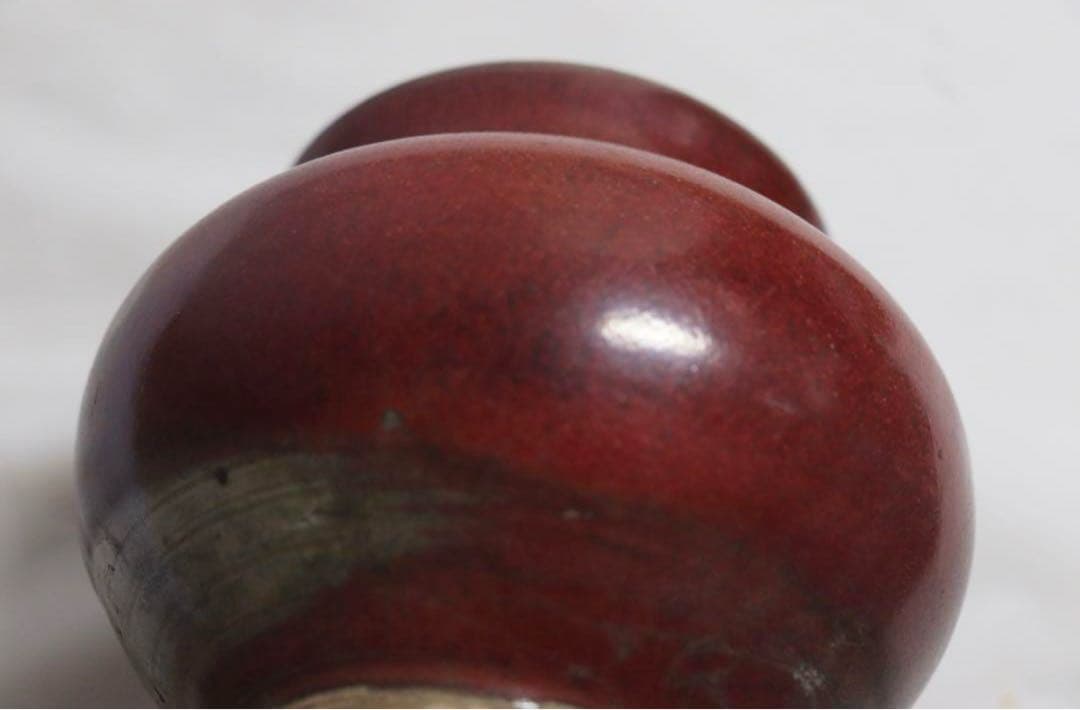 時代　紅釉小壺　辰砂釉