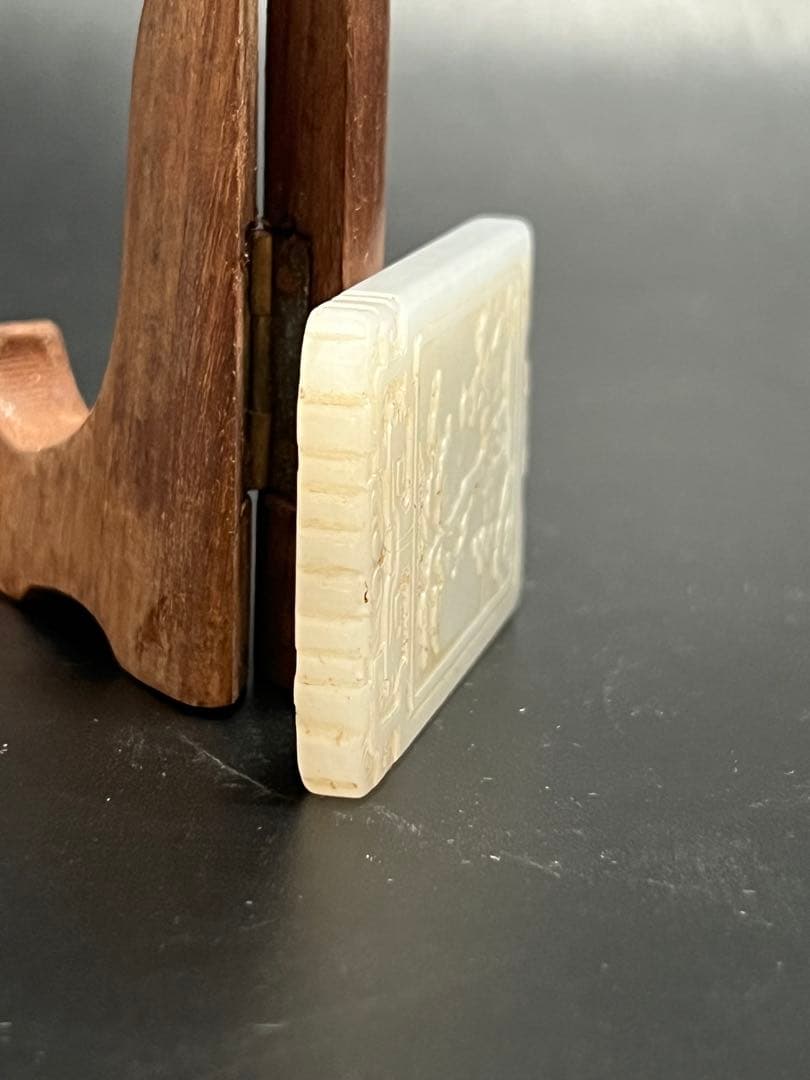 極上 人物詩文白玉牌 重さ：49g BL2--048