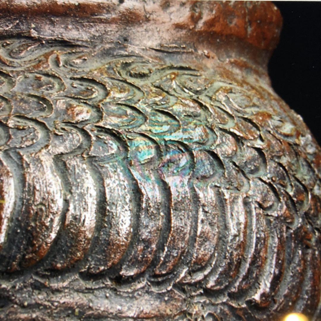 古備前 名品 龍まき 大鉢 在銘