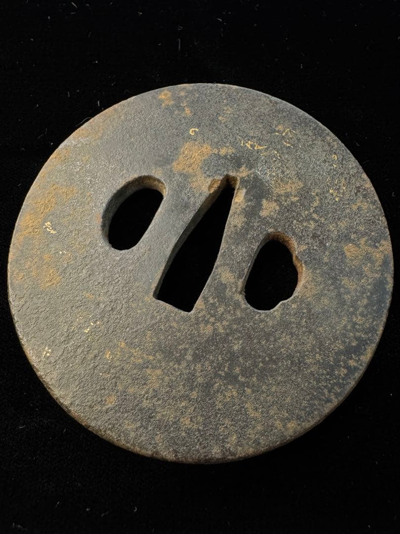 無銘 鉄地鐔 布目象嵌 鍔 拵 日本刀 刀装具 骨董 古美術 江戸時代 当時物