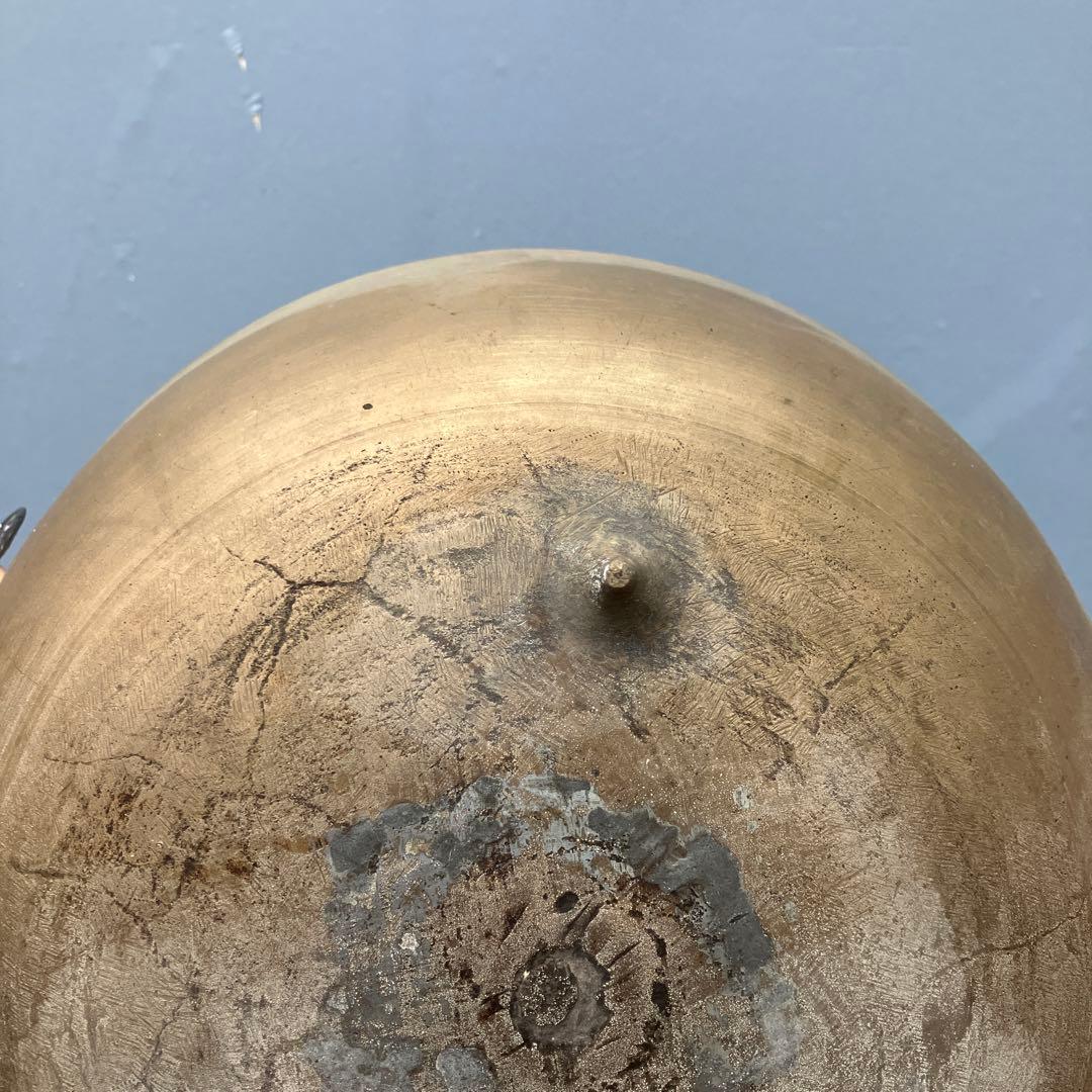 E-2 ヴィンテージ 真鍮製 持ち手付きボウル 天然木ハンドル 菓子器 古道具