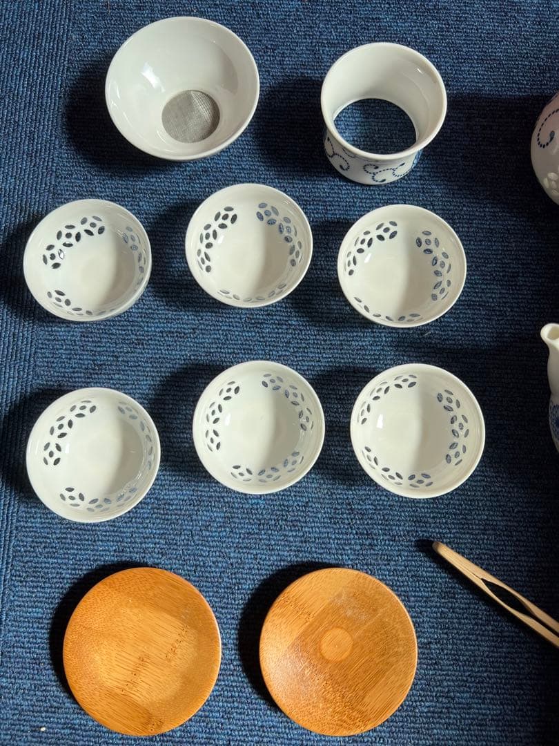 1285  中国　骨董　景徳鎮　青花　茶器セット　未使用