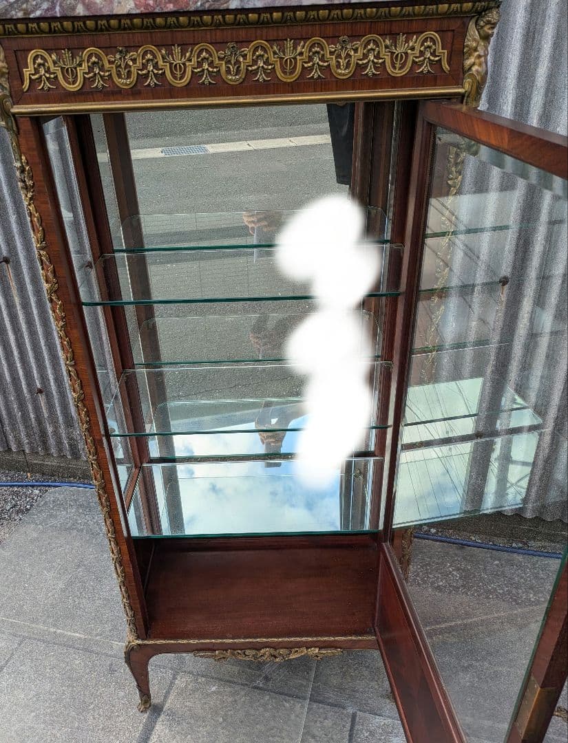 19世紀イギリス　ヴィクトリアンブロンズ飾付ショーケース