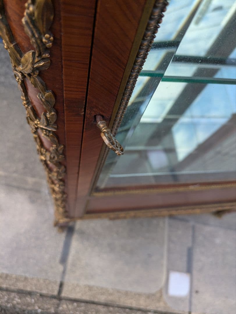 19世紀イギリス　ヴィクトリアンブロンズ飾付ショーケース