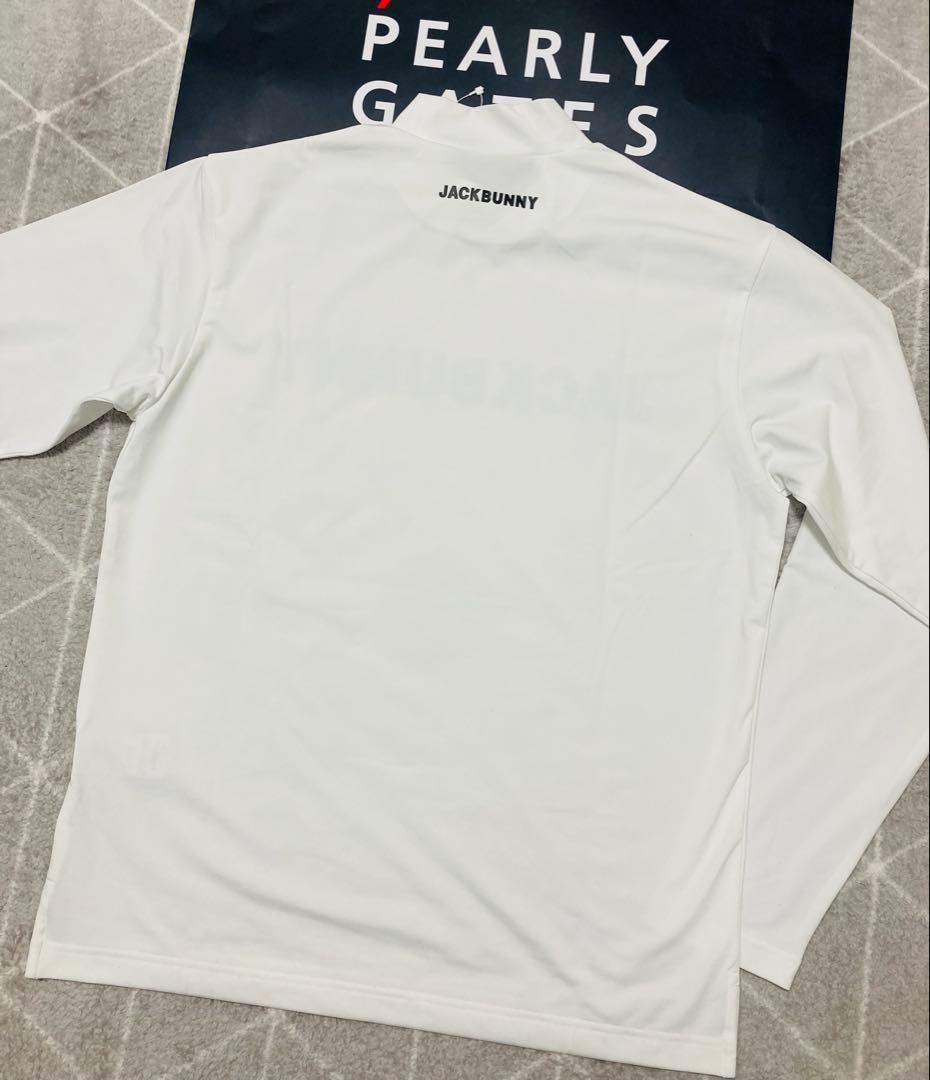 新品 パーリーゲイツ ジャックバニー 起毛ベア天 モックネックシャツ(4)M/白