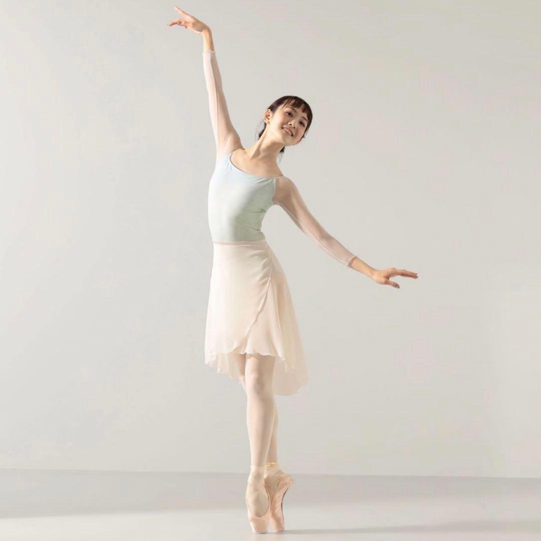 チャコットNela ライン　7分袖レオタード　アクアグリーン　バレエ　ミント　M