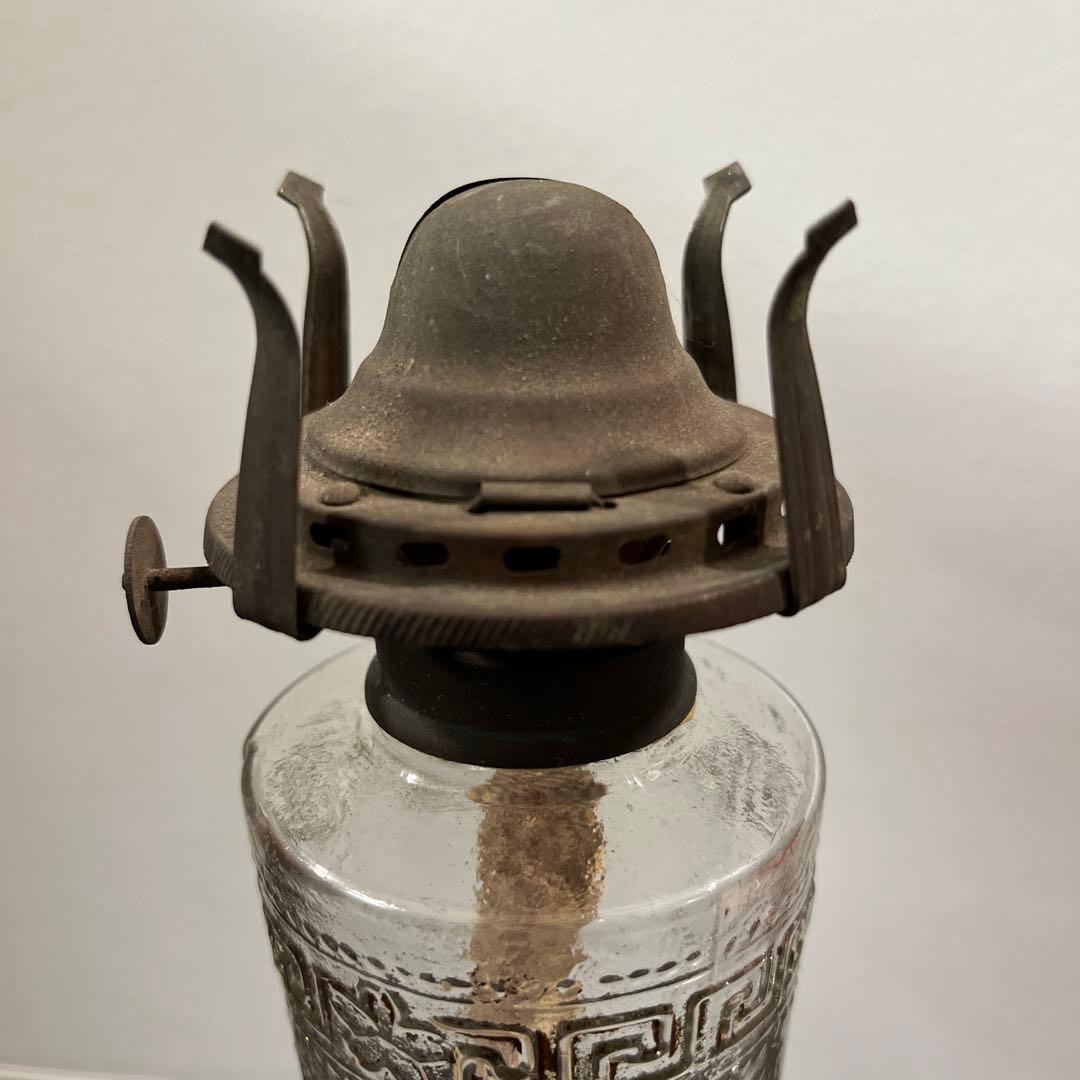 ガラス　エンボス　オイルランプ　フリルホヤ　送料無料