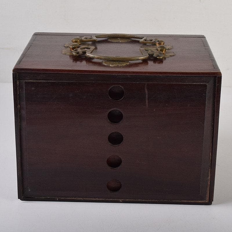 中国　竹嵌　骨牌　背竹牌　麻雀牌　唐木箱付　D　7900