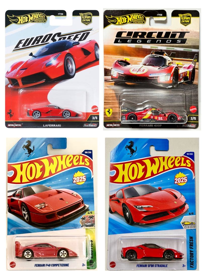 ホットウィール (4点) フェラーリ プレミアム＆ベーシック