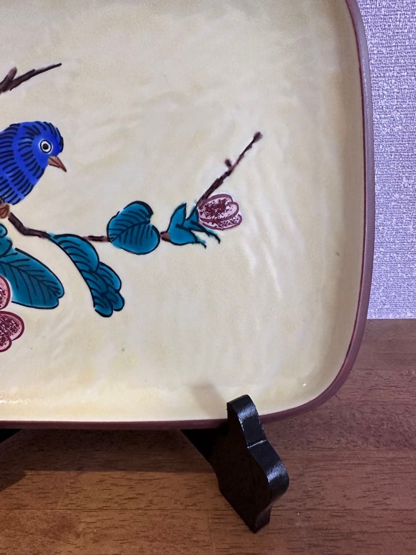 浅蔵五十吉造/浅蔵与成銘/共箱/色絵花鳥文飾皿　骨董品　美術品