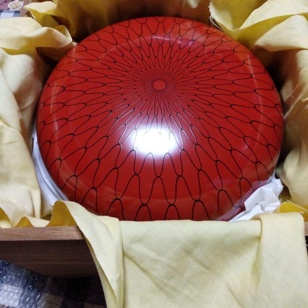 平安堂造　漆匠呉藤友乗作　朱塗黒あみ絵　食籠