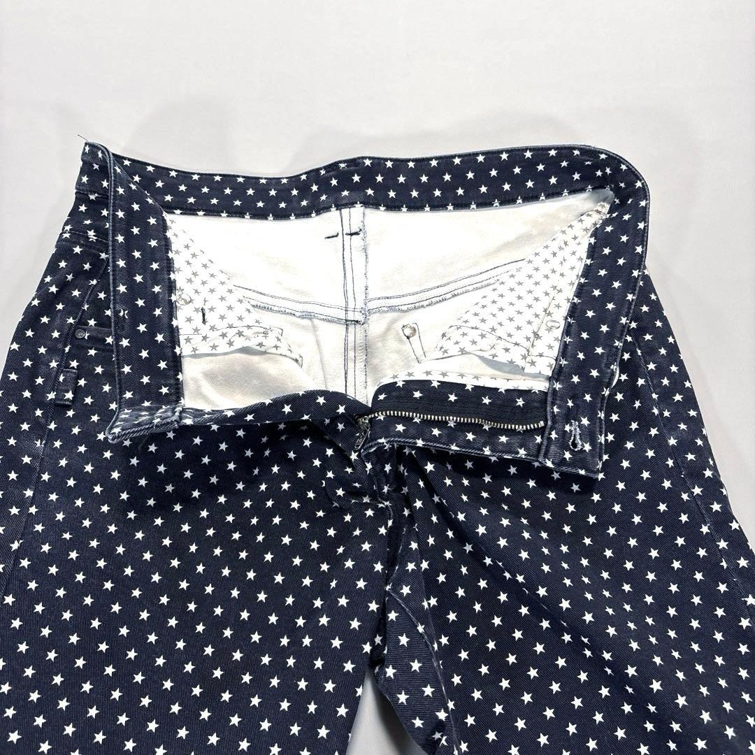 パーリーゲイツ ロングパンツ　5/L 総柄 スター 星　ヴィンテージ加工 紺