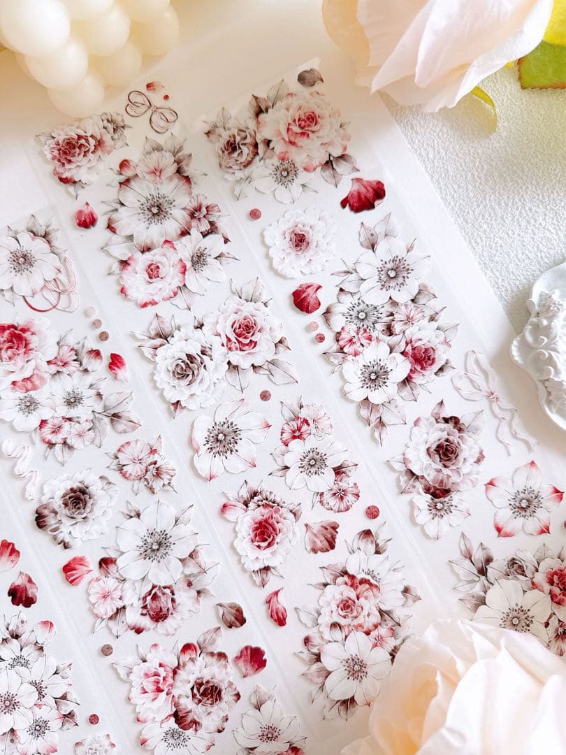 咔咔STUDIO《花摇曳》海外マスキングテープ　マステ 【2643】