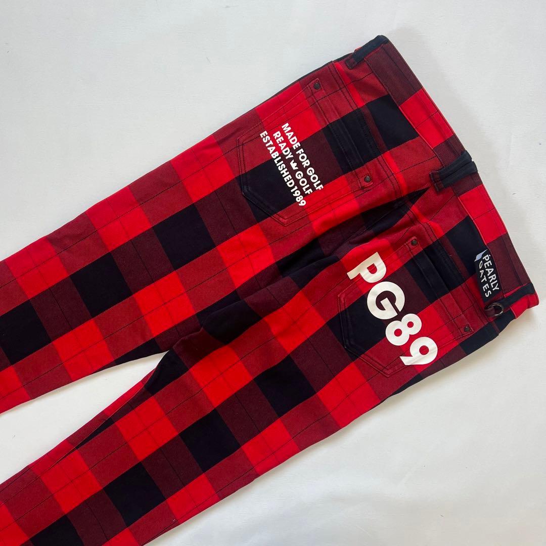 パーリーゲイツ　セットアップ　チェック柄　ジャケット　パンツ　メンズ　ゴルフ　赤