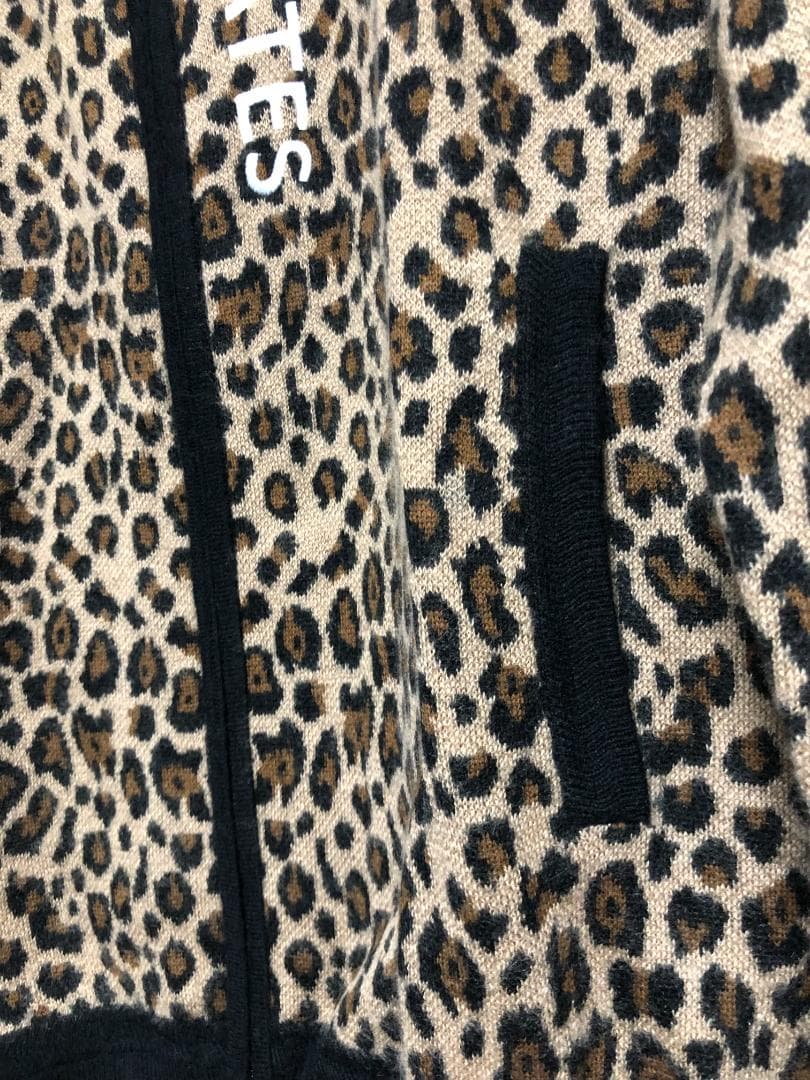 未使用 カシミヤ フルジップアップ ニットブルゾン 5 L ヒョウ柄 レオパード