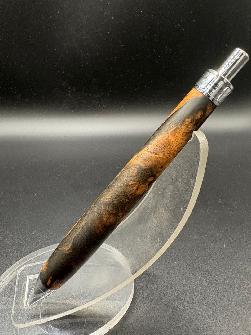 494極上　黒檀　瘤杢　ツートン　木軸シャーペン　ボールペン
