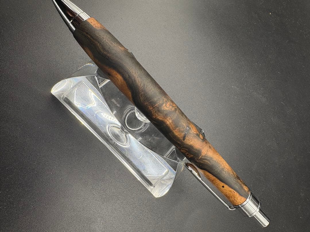 494極上　黒檀　瘤杢　ツートン　木軸シャーペン　ボールペン