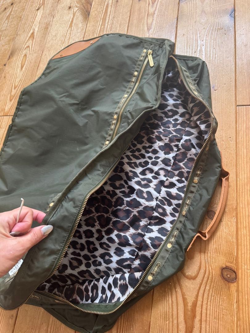 レア美品レスポートサック×リーファー　カーキ×レオパードパッキングバッグL