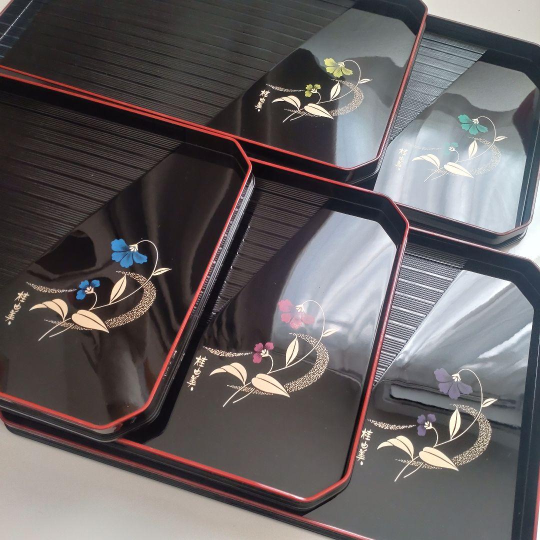 【美品】桂由美 漆器 5点×5客セット（お盆、親子椀、箸、箸置き）