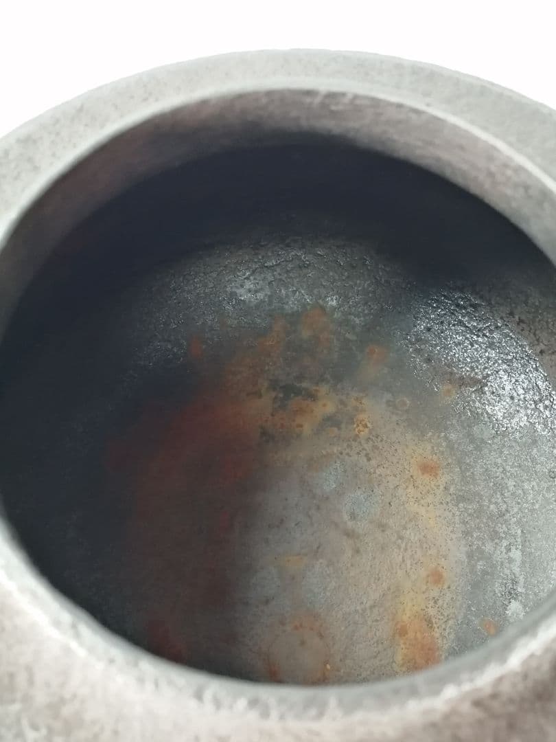 【茶事具】釜師聲鉄　織部筋釜　茶釜　釜386