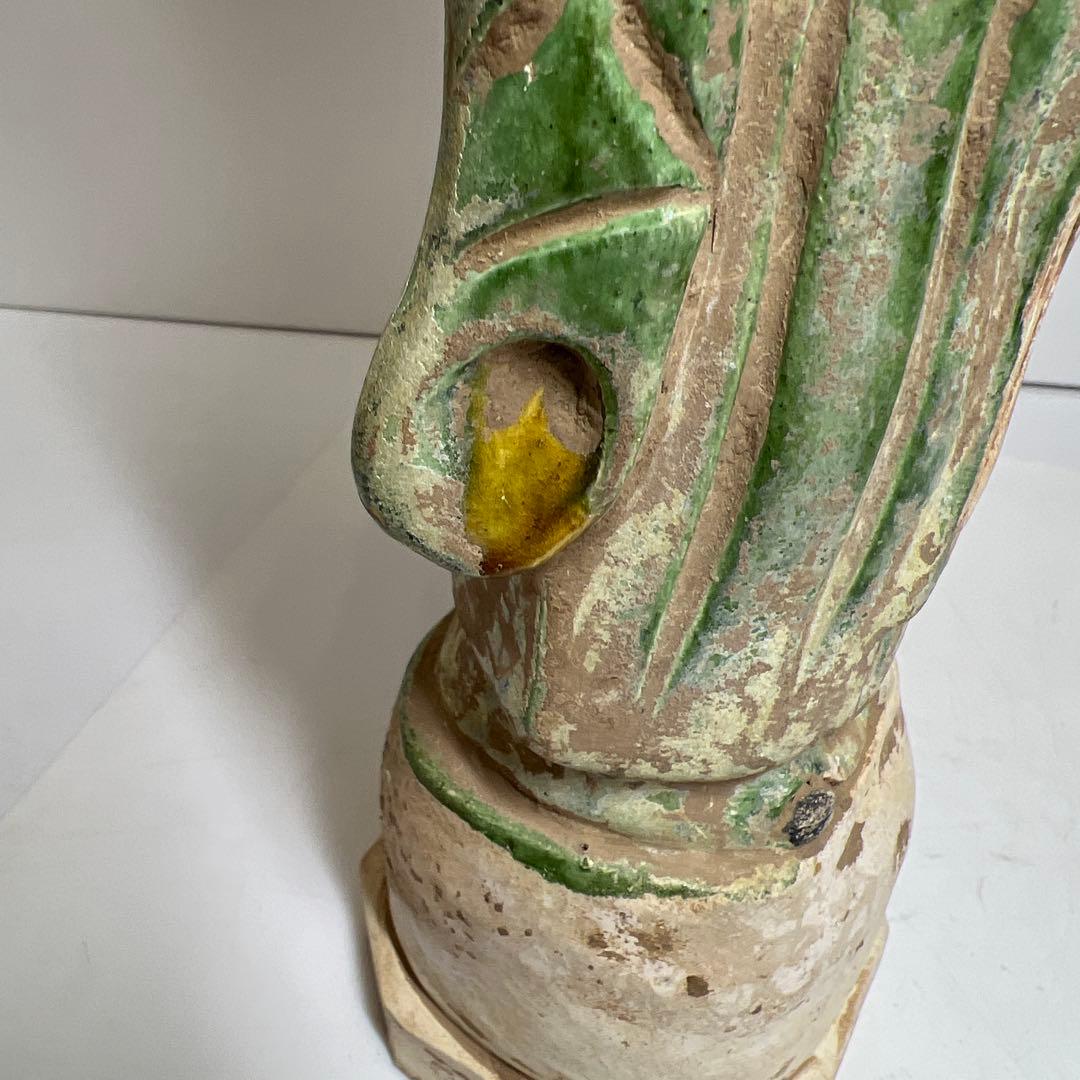 専用　中国唐時代　唐三彩人物　木箱付　高さ約36.5㎝　東Y8-0203②タニサ