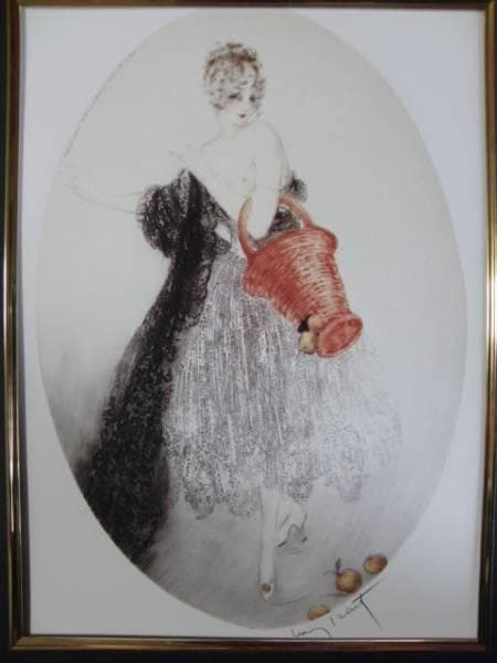 ルイイカール限定版・アールデコ/こぼれた林檎、版上サイン、希少な額装用画集より