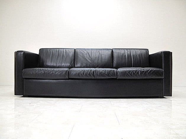 オカムラ 3人掛け応接ソファ 本革張地/ローズウッドフレーム 　応接ソファ