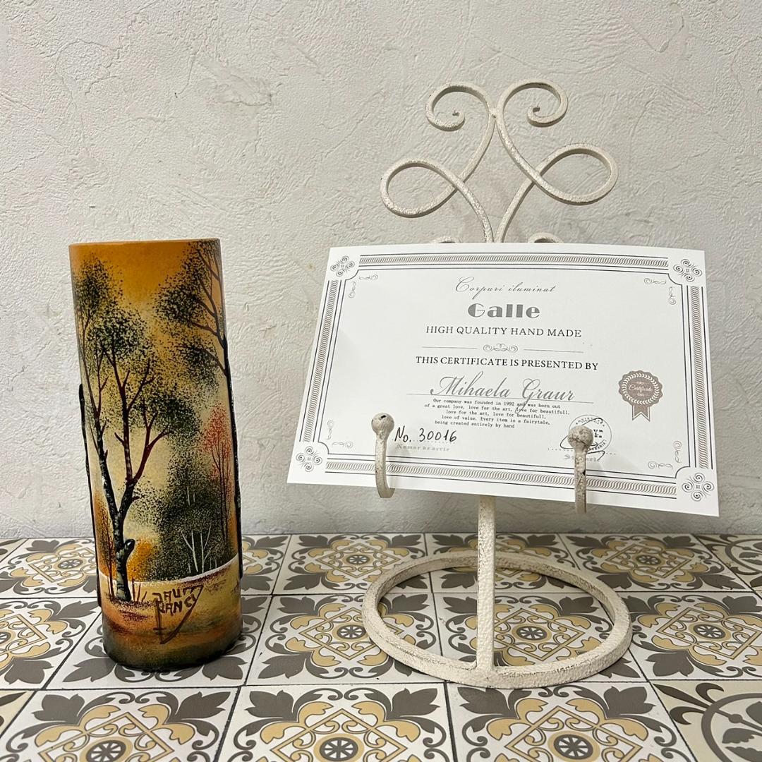 ドームナンシー 筒型　花瓶　高さ22cm 被せガラス　アンテルカレール　幹立体