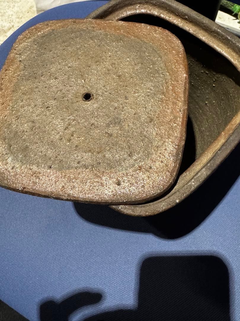 ⚫️ ★希少★ 備前焼 水差　花瓶 置物 陶磁器 伝統 蓋に海老 食器 焼き物