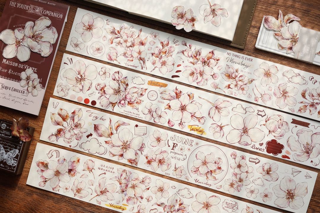 ⭐️SALE⭐️小白家文創《海棠》海外マスキングテープ　マステ 【1810】